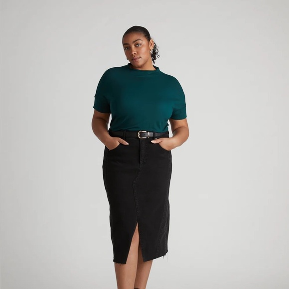 Universal Standard Petra Liquid Jersey Top Dolman High Neck Forest Green 3XS - Picture 13 of 14